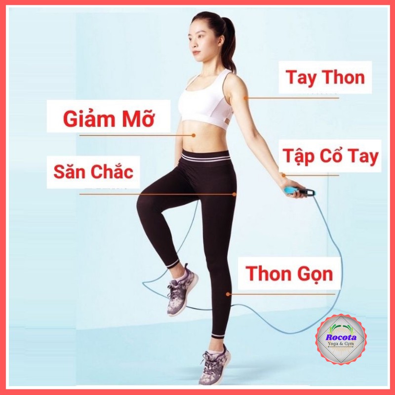 Dây nhảy giảm cân Rocota tập thể dục, có bộ đếm vòng, đếm số, tính calo điện tử thông minh