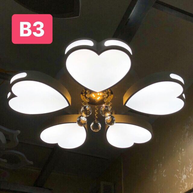 Đèn Ốp Trần Trang Trí - Đèn Trần Trang Trí Phòng Khách Gồm 3 Chế Độ Ánh Sáng Có Điều Khiển Từ Xa AB4