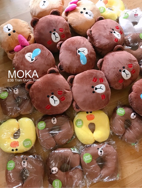 Gối chữ U gấu Brown và thỏ Cony (Ảnh shop tự chụp 100%)