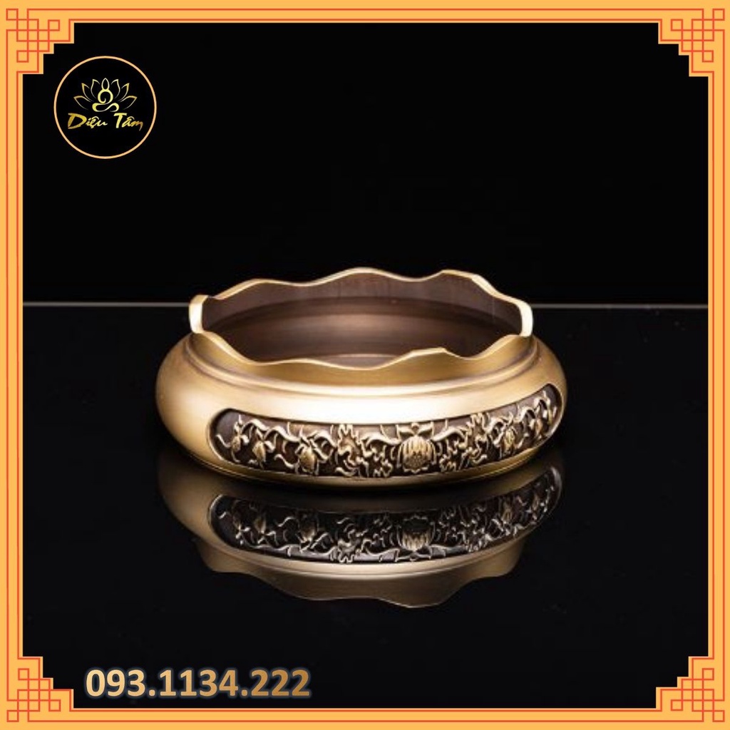 Đôn đồng chân đế lư đồng nguyên khối dụng cụ xông trầm đốt nhang đồ thờ cúng dúng để kê ấm trà, cóc, tỳ hưu (mẫu 2)