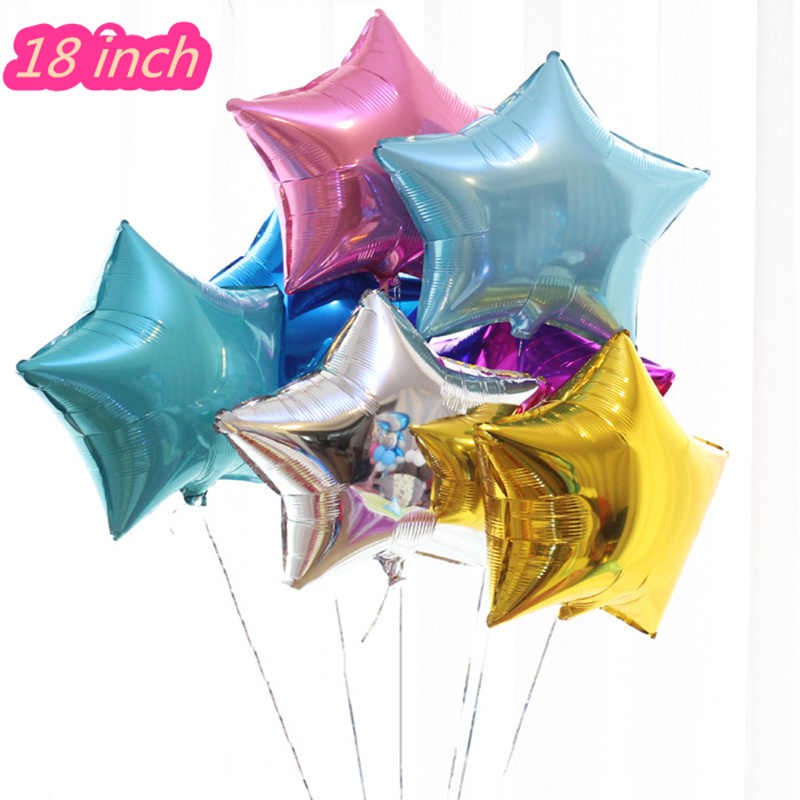 Ngôi sao 40cm Bong bóng kiếng đen, đỏ , vàng , hồng, xanh, bạc - Black, red, gold, silver star Foil balloon