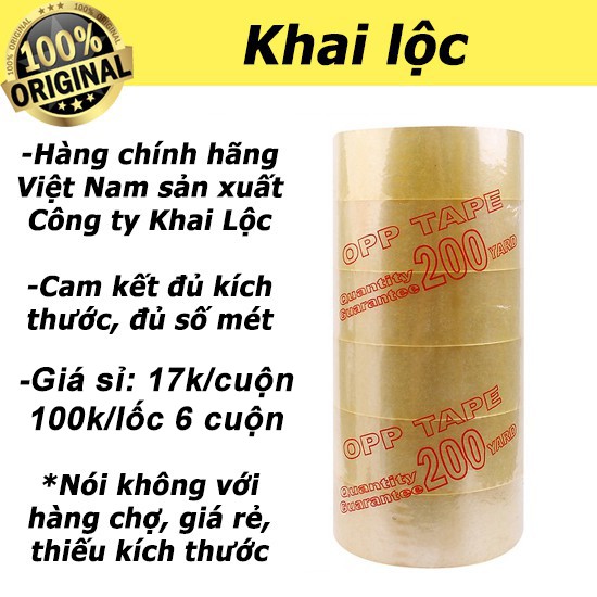 Băng keo trong 200 Yard chính hãng 1 lốc/6 cuộn 1,9kg