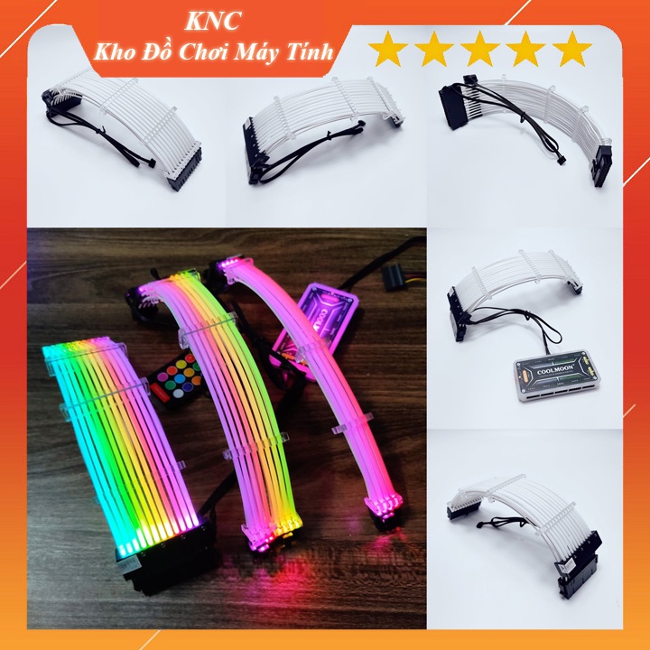 Dây Nguồn Nối Dài 24pin 8pin Led RGB Đồng Bộ Mainboard, Đồng Bộ Hub Coomoon RGB, hàng Ambino