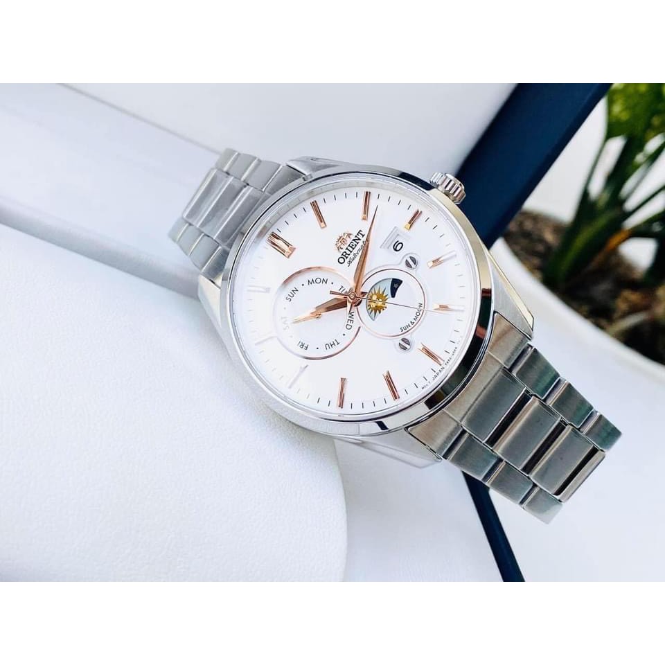 Đồng hồ Orient Sun and Moon Gen 5 RA-AK0304810B, máy automatic, dây thép không gỉ, kính saphire, 42mm