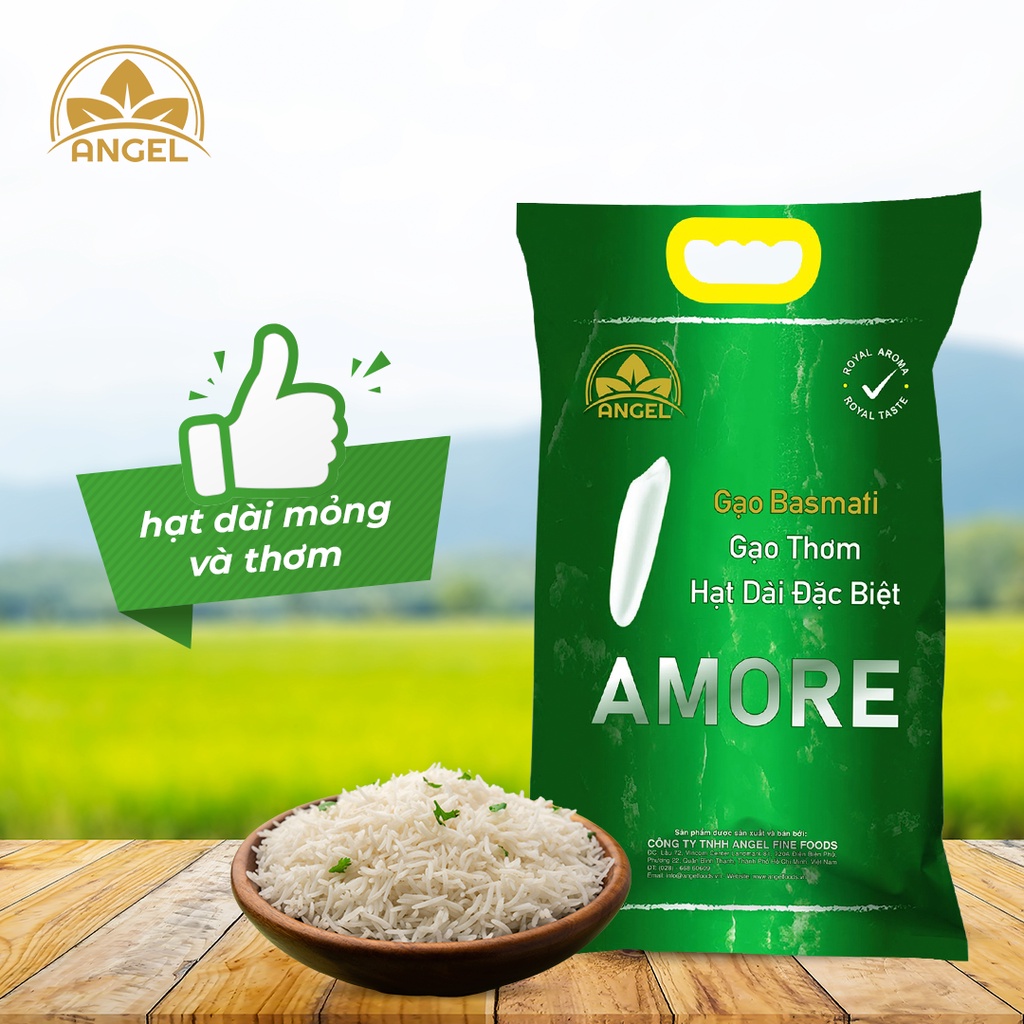 Gạo 5kg Basmati Ấn Độ 🌾Basmati India Rice 5kg/bag🌾Angel Foods🌾Date 24 tháng Angel Foods