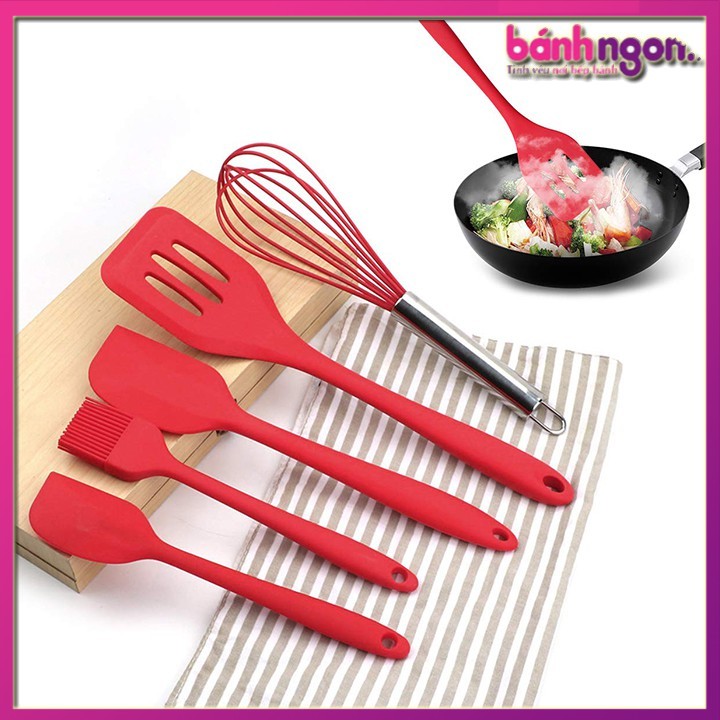Bộ 5 Dụng Cụ Nhà Bếp Silicon Đúc Tện Dụng
