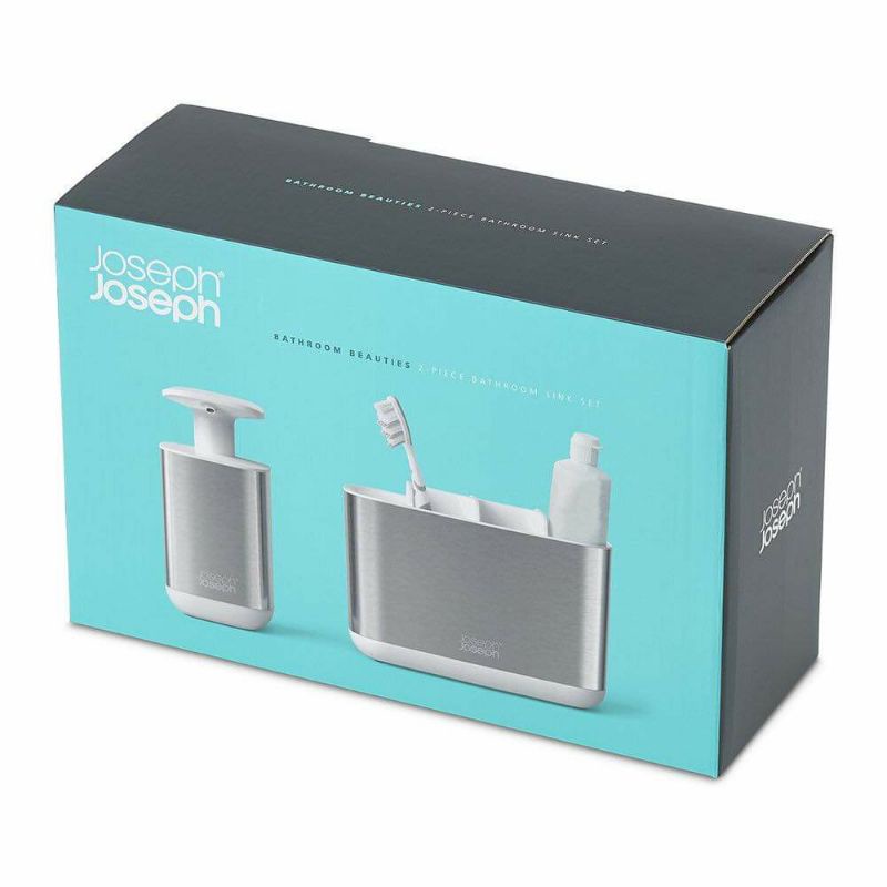 SET BÌNH ĐỰNG NƯỚC RỬA TAY VÀ KHAY ĐỰNG BÀN CHẢI, KEM ĐÁNH RĂNG JOSEPH INOX