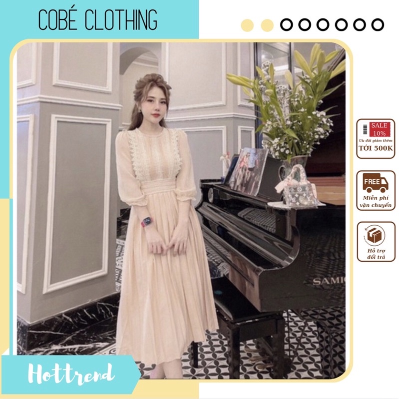 👗 Váy cổ tròn phối viền ren chân dập ly cực xinh👗( phải inbox trước khi đặt ) _COBÉ_