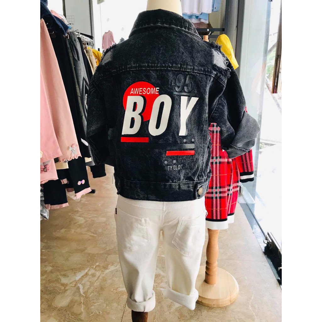 Áo khoác jeans rách cực ngầu cho bé trai