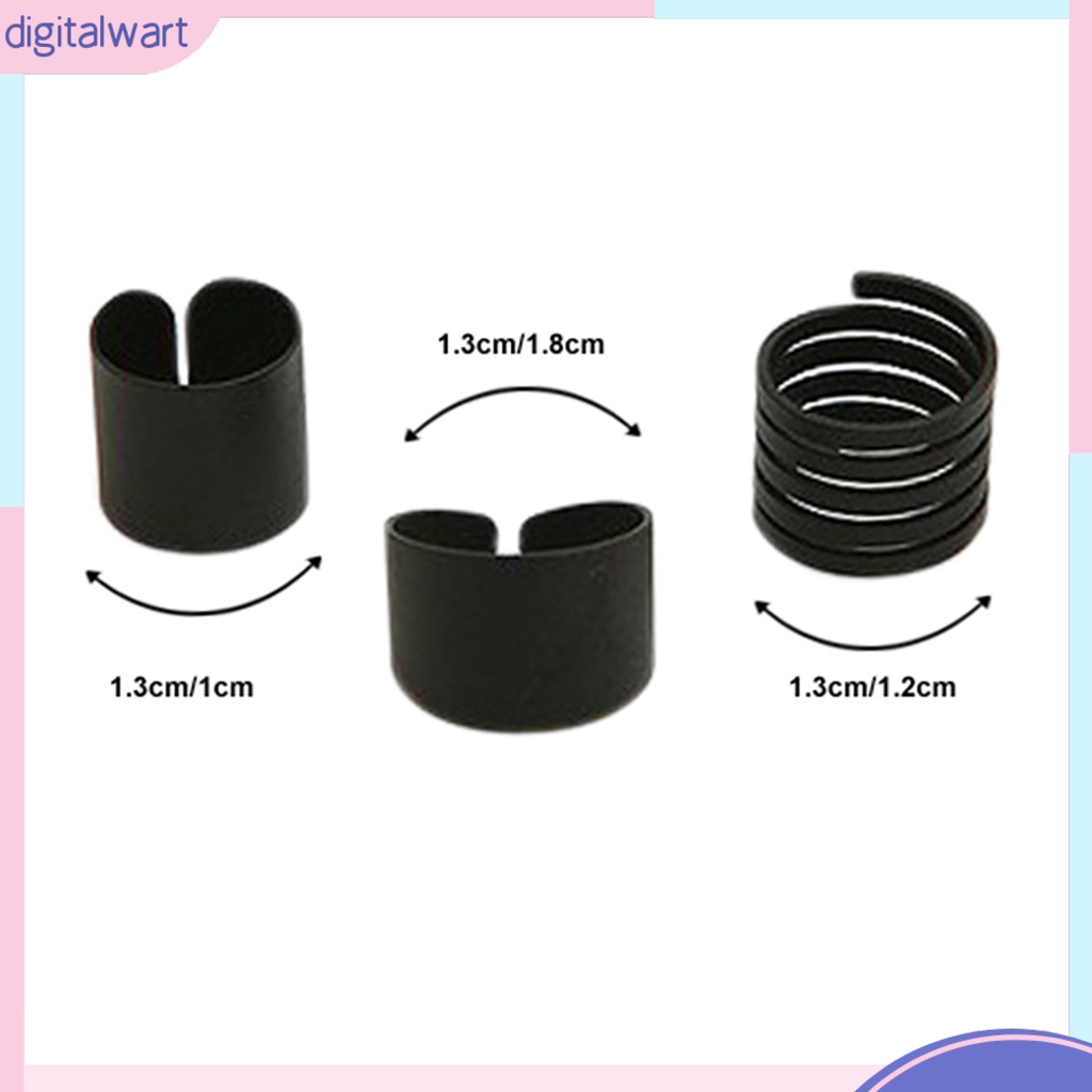Set 3 nhẫn đeo đốt ngón tay màu đen thời trang