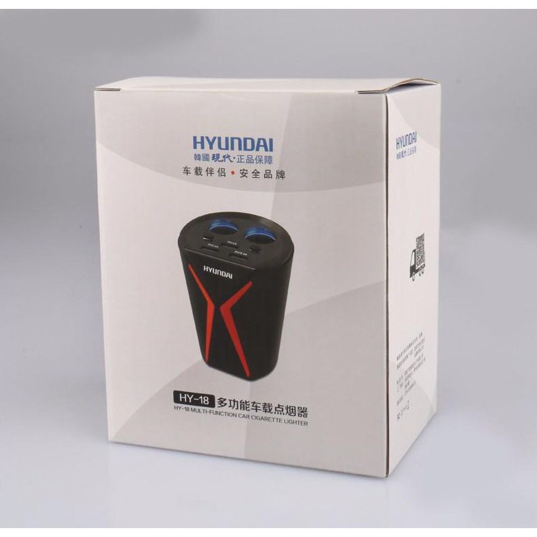 Cốc chia sạc Hyundai HY-18 chất lượng cao (2 tẩu tròn 3 USB)