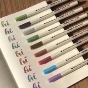 Bút Lông Mềm Brush Metallic Sta Nhỏ 10 Màu Mực Nhũ Kim Tuyến Đầu Chất Lượng Cao - Viết Calligraphy Sắc Nét AMKO B08