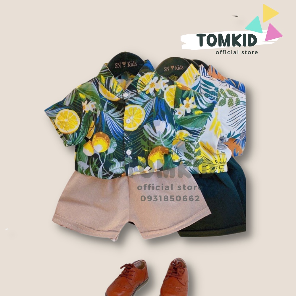 Đồ đi biển cho bé trai, Áo sơ mi cho bé chất tơ đũi siêu mát 7-20kg TomKids