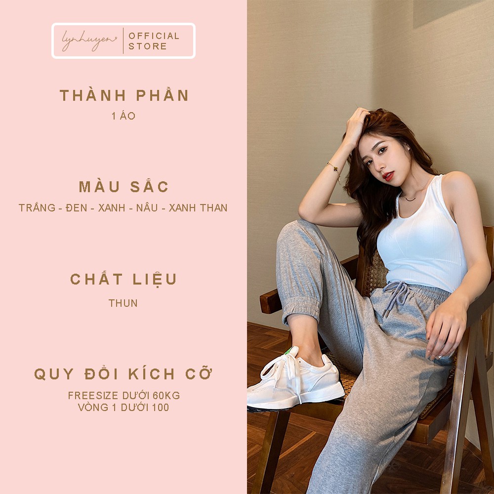 Áo 2 Dây Nữ Thun Gân Có Mút Ngực Lynhuyen - 4 Màu - AD009