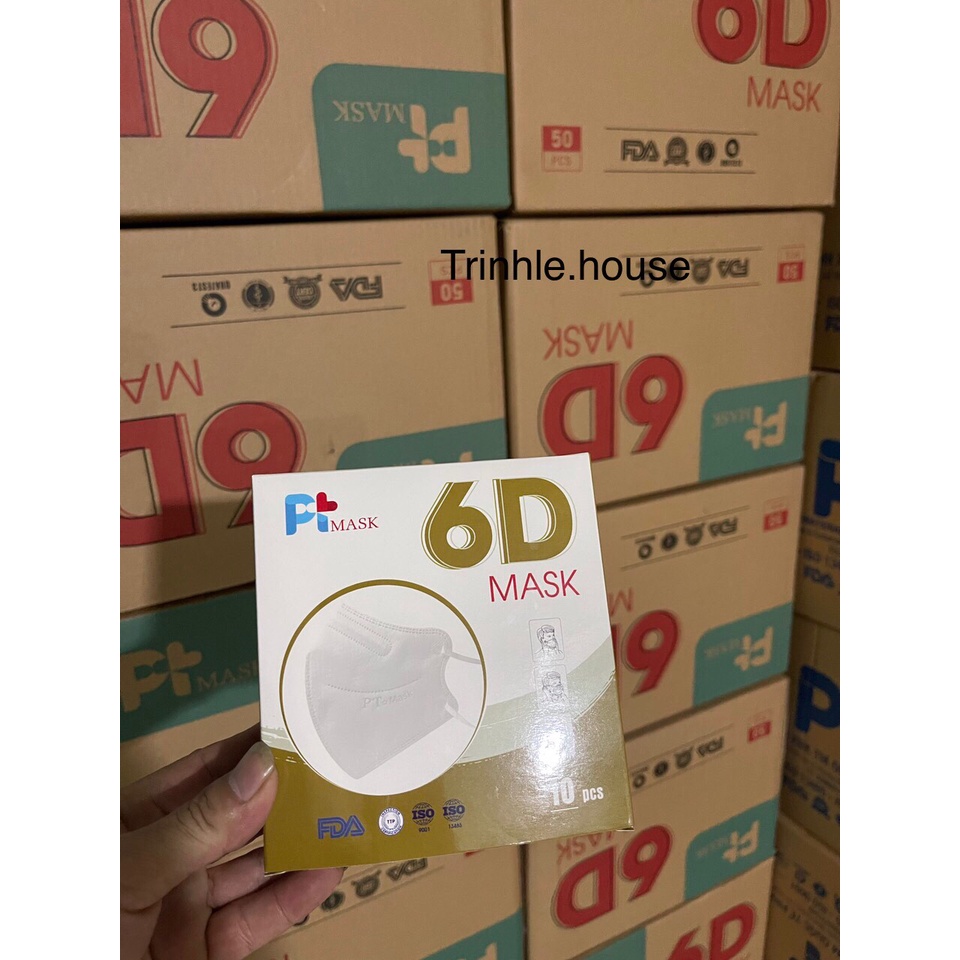 Sỉ thùng 500 cái khẩu trang 6D PT chính hãng Phương Tuyến màu xám, trắng, đen- Tân Bình