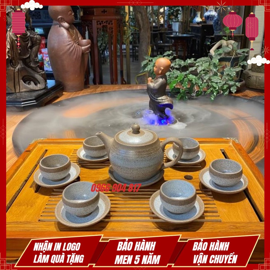 Bộ Ấm Chén Uống Trà, Bộ Ấm Chén Bát Tràng Cao Cấp - Hồng Sa Tinh Vân