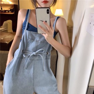 Quần yếm jeans ulzzang cho nữ ống rộng quần yếm bò ống rộng