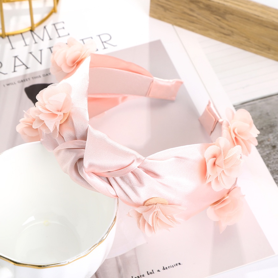 Băng Đô Cài Tóc Bằng Lụa Thắt Nút Họa Tiết Hoa Màu Sắc Thanh Lịch Phong Cách Hàn Quốc Cho Nữ