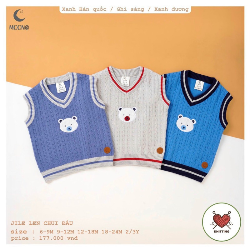 Moon - Gile len lông cừu mềm mại in gấu cho bé trai gái
