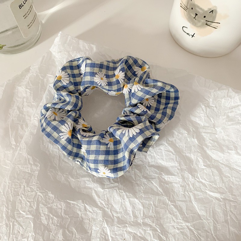 Dây buộc tóc scrunchie vải voan hình hoa thời trang