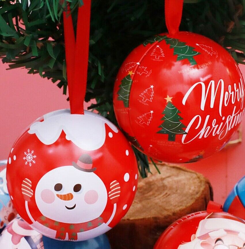 Hộp đựng kẹo hình quả cầu tròn in hoạt họa sáng tạo trang trí cho giáng sinh