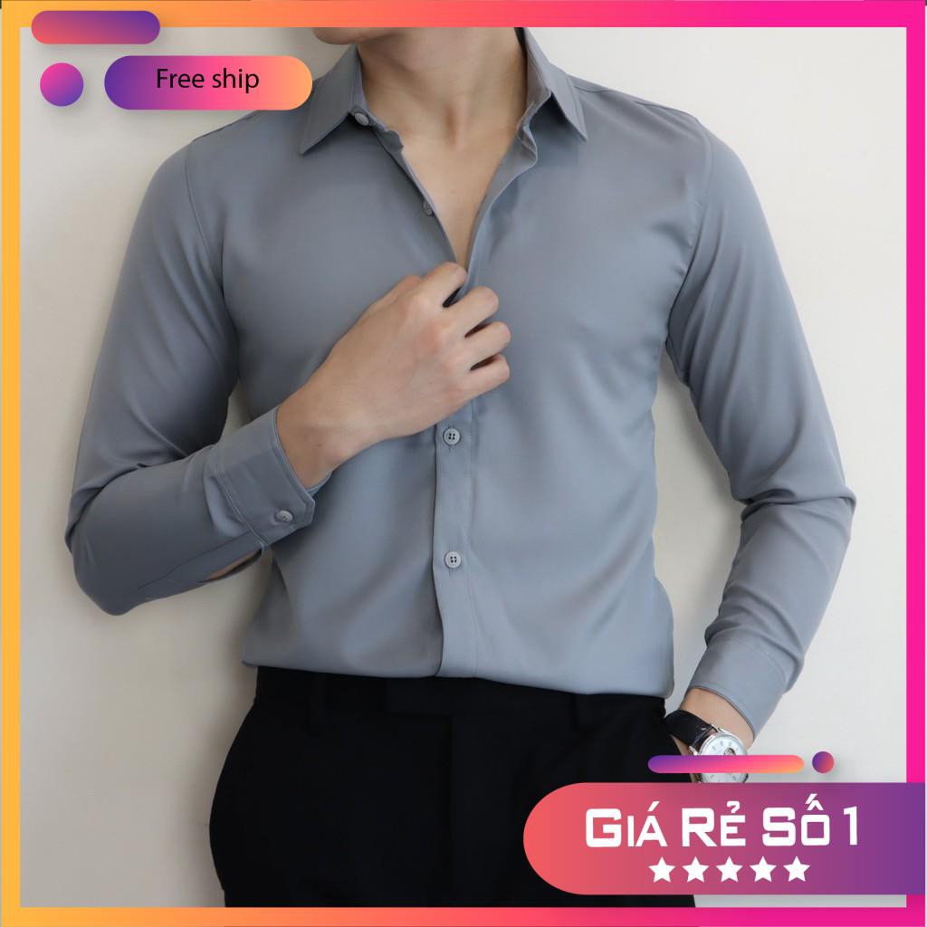 [ FREESHIP 99K ]Áo sơ mi nam trơn dài tay (7 màu) áo sơ mi công sở chất liệu lụa mịn cao cấp (Cam Kêt Chất Lượng) | BigBuy360 - bigbuy360.vn