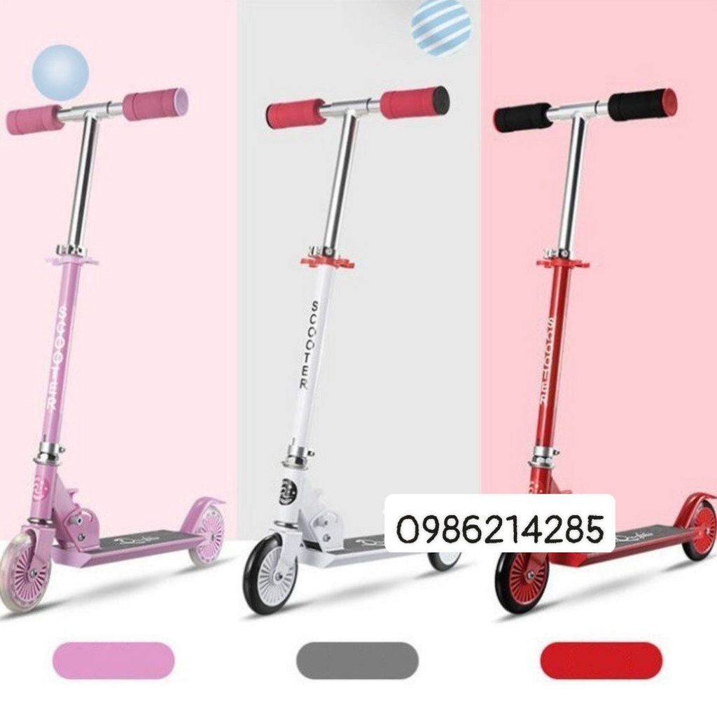 Xe scooter hàng đẹp có đèn led và chân trống tiện lợi, chịu tải đến 70kg quà tặng sinh nhật và năm mới.