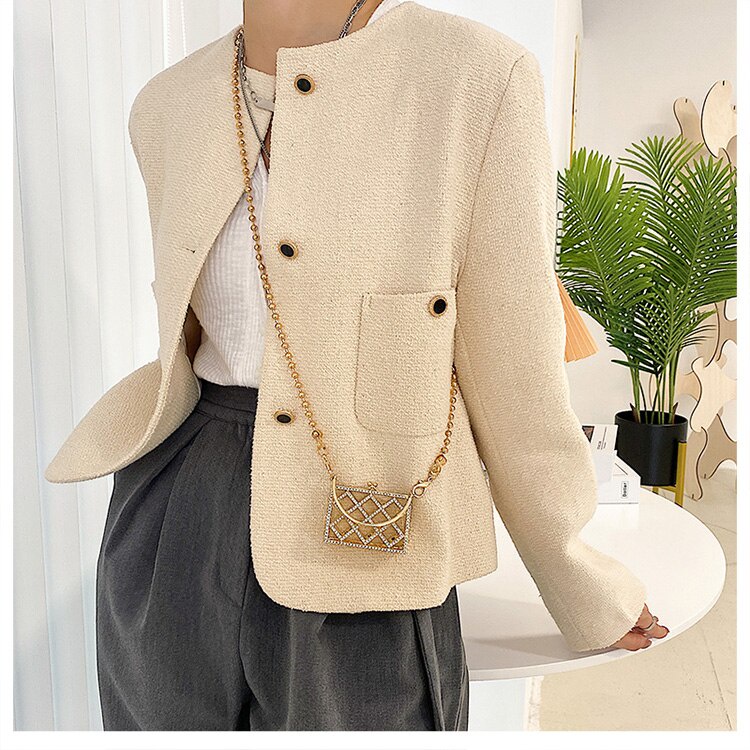 Túi tote mini JASMIN NOIR đính đá giả kim cương chất lượng cao thiết kế thời trang cho nữ 2021