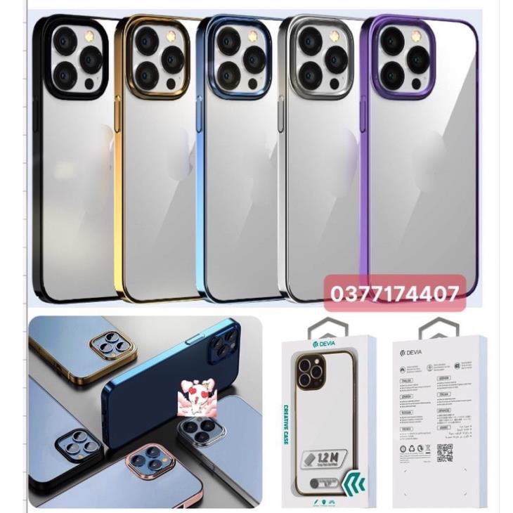 Ốp lưng Devia trong cứng viền màu Glimmer cho iPhone 14, 14 Max, 14 Pro, 14 Pro Max chính hãng không ố màu