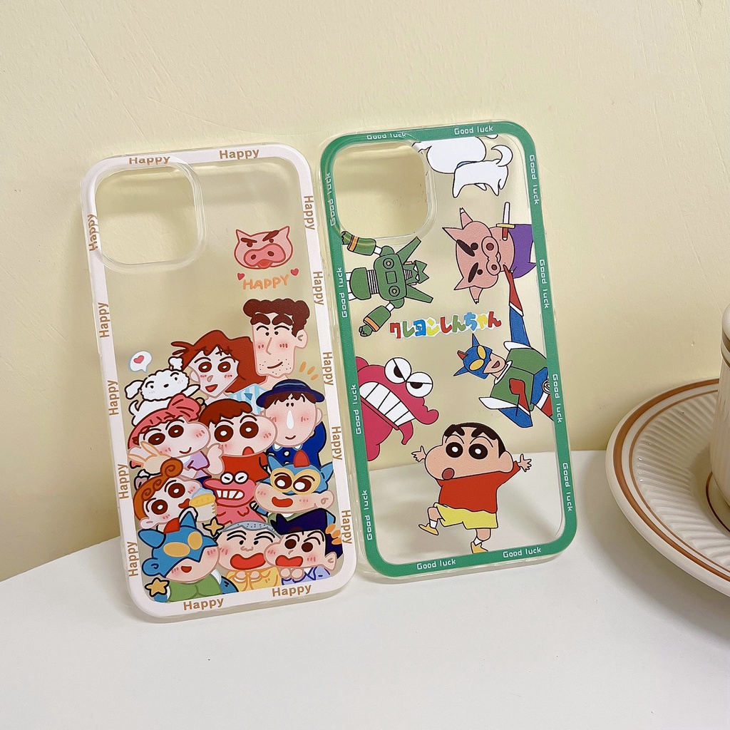 Samsung Galaxy S22 S20 S21 FE 5G Note 10 Lite S10 Plus 20 Ultra A53 A33 A23 A13 A73 M23 M51 M52 4G 5 Clear Cartoon Crayon Shin-chan family superman Tpu Airbag Shockproof Soft Phone Case 1HLE 37