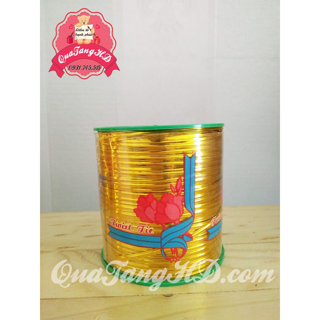 Cuộn Kẽm Vàng Cao Cấp 350M, buộc bông, cột kẹo, bánh cookie handmade, cột túi gói quà tết giá sỉ