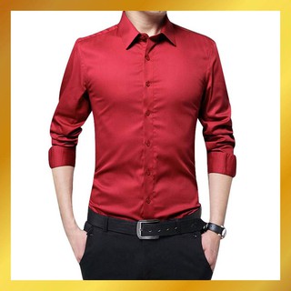 [FREE SHIP] Áo sơ mi nam màu ĐỎ MẬN dài tay cao cấp trơn không nhăn