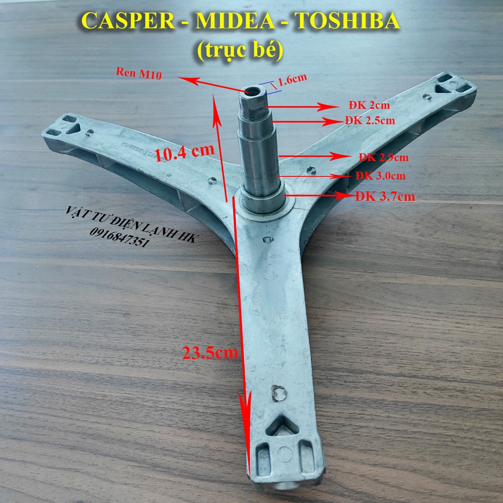 Trục càng ba chạc máy giặt CASPER MIDEA TOSHIBA lồng ngang 7.5-8kg MFG80-1200 inverter TW-BH85S2V MFC 80-1401 Chảng 3 mg