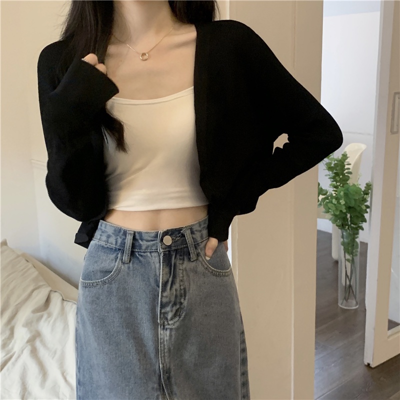 Áo cardigan SUXI dệt kim tay dài màu trơn chống nắng thời trang mùa hè cho nữ