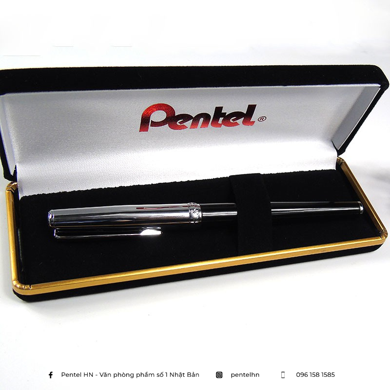 Bút Ký Cao Cấp Pentel K630 Ngòi 0.7mm Mực Xanh | Vỏ Màu Đen Kết Hợp Bảng Trang Nhã