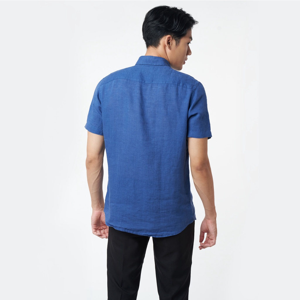Ninomaxx Áo sơ mi Linen Basic nam tay ngắn 2203043