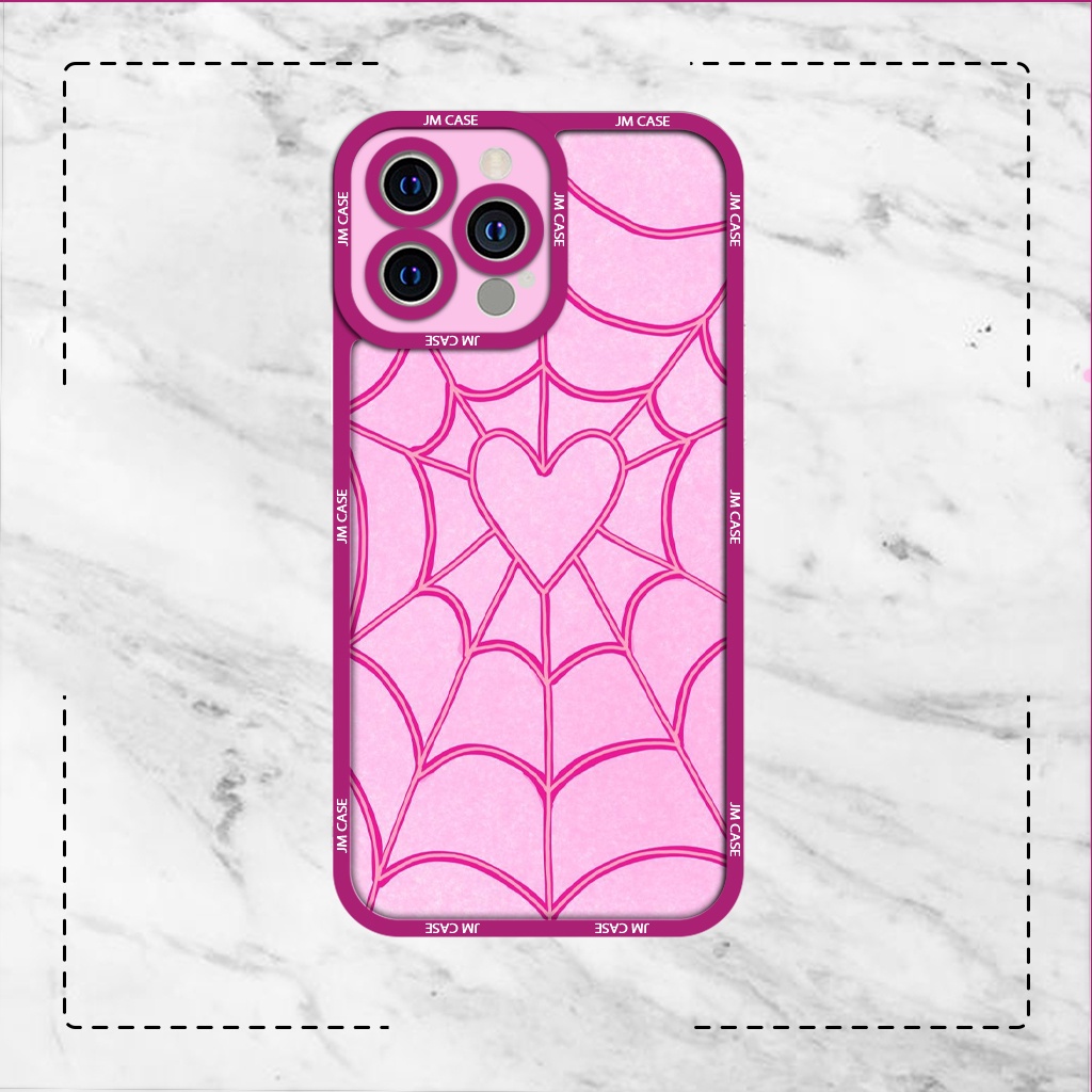 Ốp lưng iphone cạnh vuông JM CASE mạng nhện trái tim cute 6plus/6s/6splus/7/7plus/8/8plus/x/xs/11/12/pro/max/plus/promax