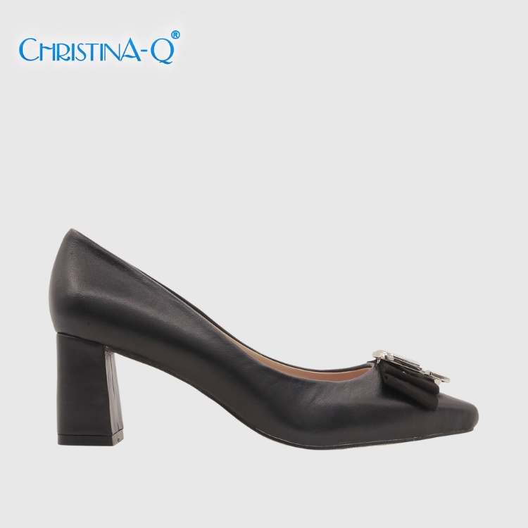 Giày cao gót mũi vuông da nhập khẩu Christina-Q GBV050