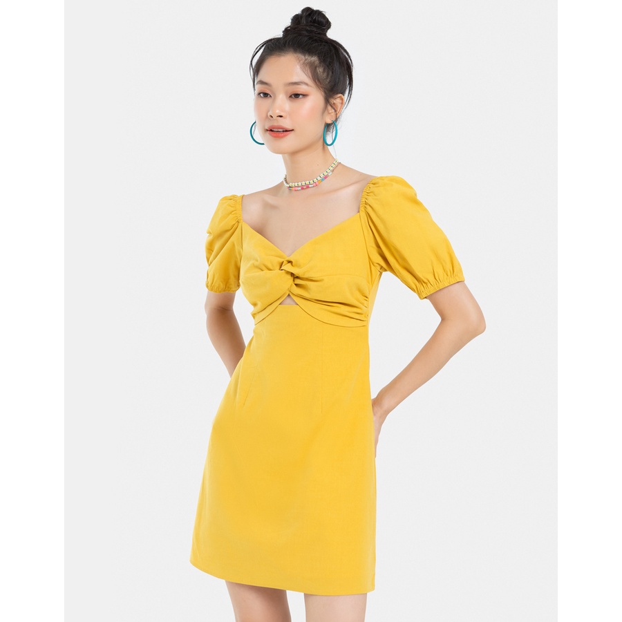 Đầm Mini JUNO Dáng A Xoắn Ngực Cut Out JNDNG008