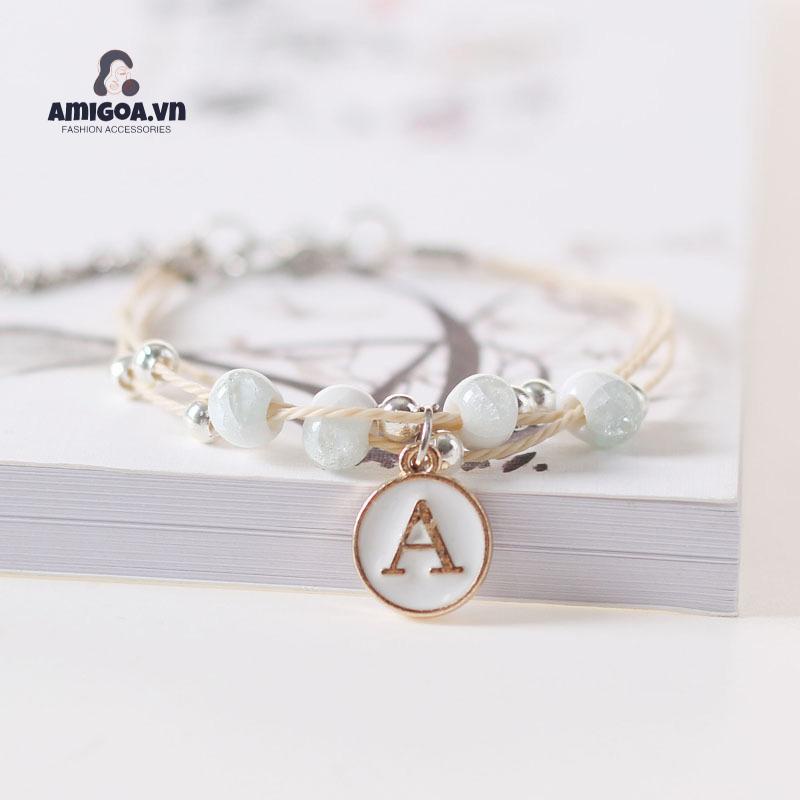 Vòng Đeo Tay Bằng Gốm Họa Tiết Chữ Dễ Thương Bắt Mắt Sành Điệu