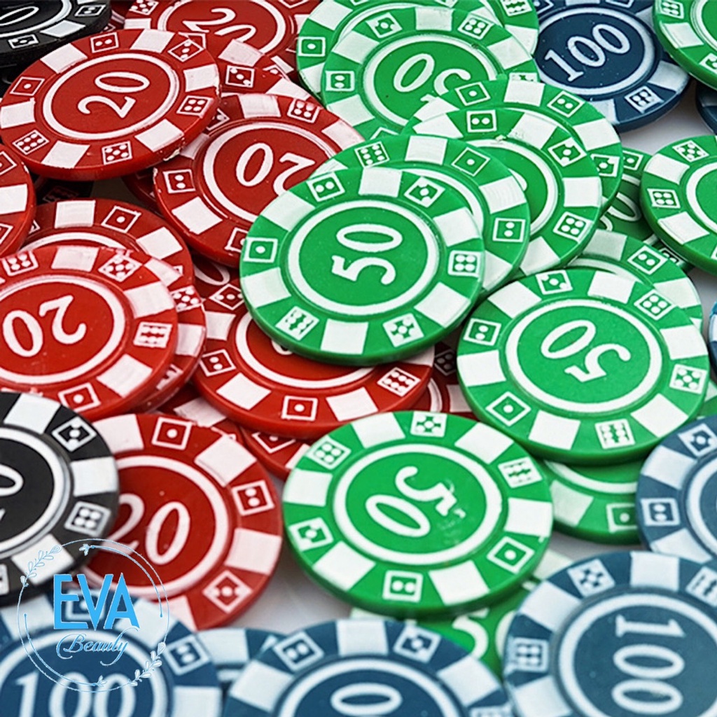 Bộ Đồ Chơi 80 Đồng Xu Nhựa Chip Poker Số Viền Hoa Văn Nhiều Màu Cao Cấp M571