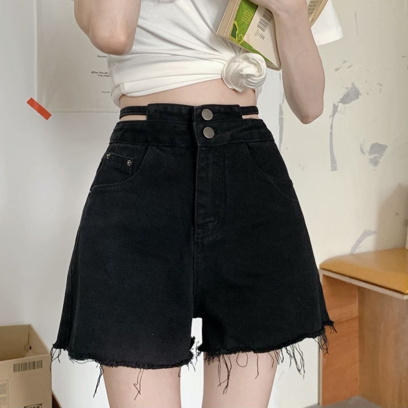 Quần Short Jean Nữ Cạp Cao Thời Trang Dễ Phối Đồ