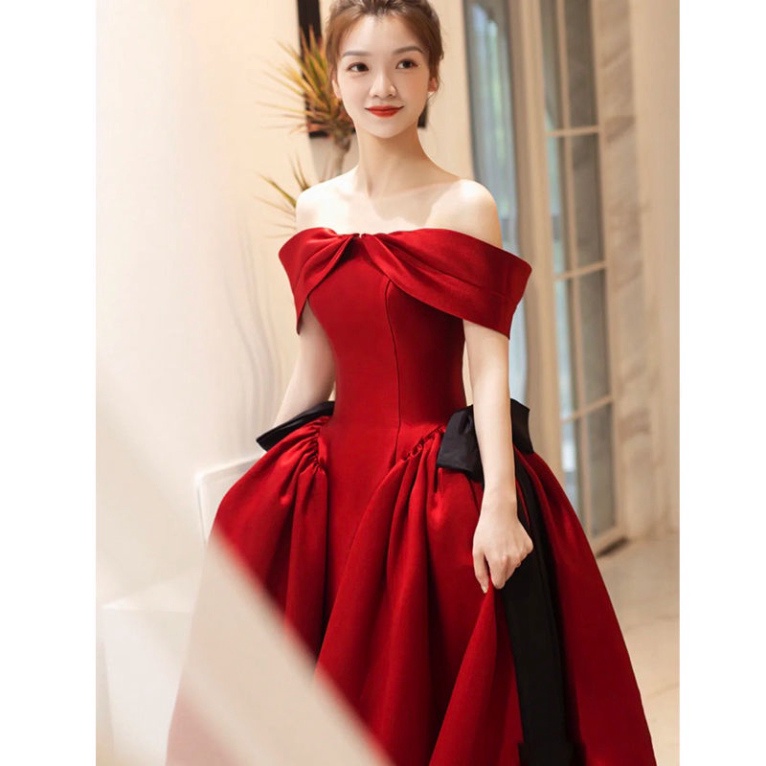 🔥BIGSIZE 40-90KG🔥🔥QUẢNG CHÂU🔥 Đầm Dự Tiệc Màu Đỏ Thiết Kế Đơn Giản Sang Trọng Thời Trang dr đám cưới dự tiệc dạ hội