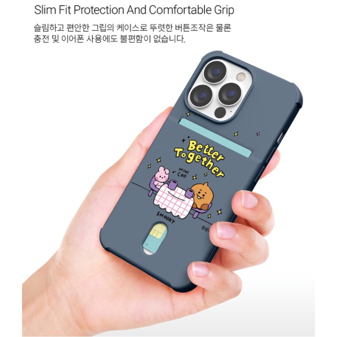 Ốp điện thoại có ngăn đựng thẻ họa tiết BT21 cho IPhone 13 13PRO MAX 13MINI IPhone12 IPhone11 IPhone X/XS