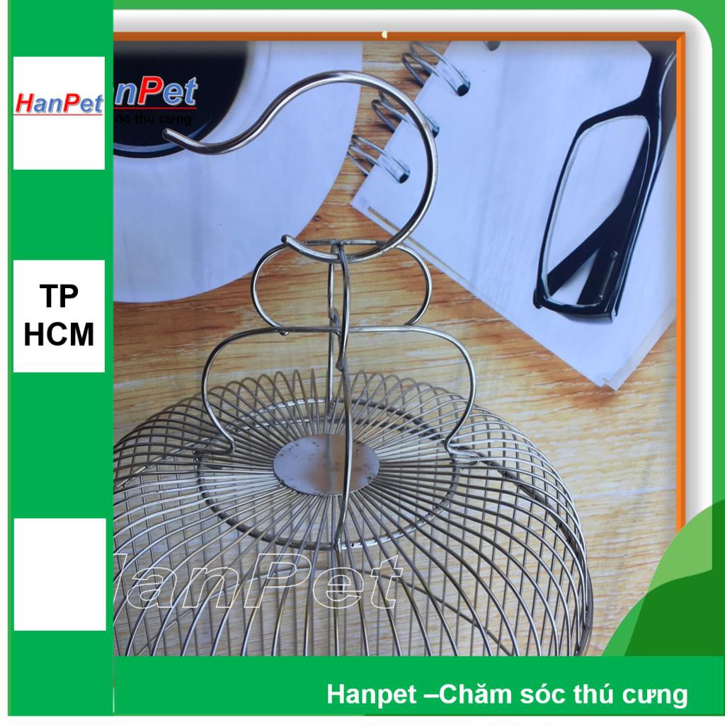 HCM-Lồng chim Inox chống gỉ sét, loại bé dành cho chim khuyên - tặng áo lồng và máng ăn, máng uống - hanpet 60