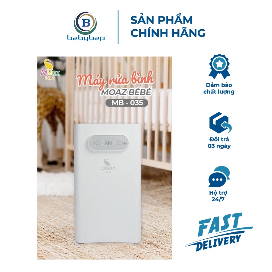 Máy Rửa Bình Sữa Và Tiệt Trùng Sấy Khô Đồ Dùng Cho Bé Moaz Bebe MB-035 Chế Độ Làm Sạch Và Bảo Quản Tự Động