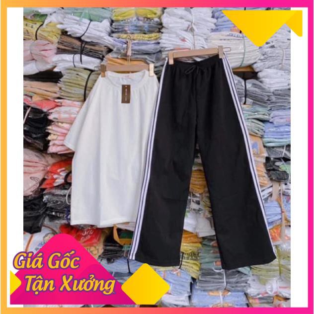 Bộ phông trơn+ quần sọc rộng