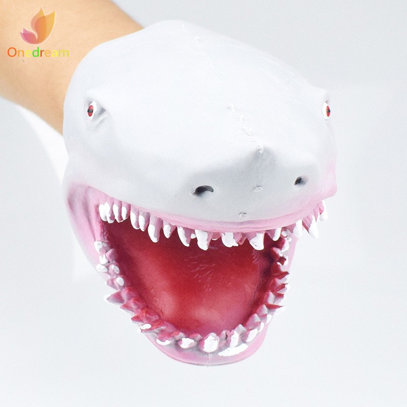 Con rối tay đồ chơi hình cá mập nhồi bông dễ thương