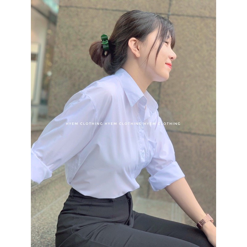 Áo Sơ Mi Trắng Tay Dài Form Rộng Có Túi Đi Học Đi Làm | BigBuy360 - bigbuy360.vn