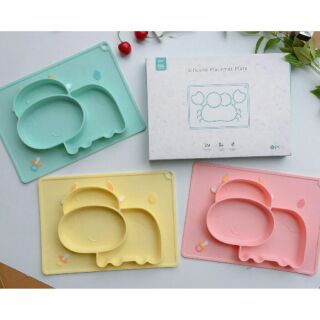 Khay ăn dặm silicon đế hút hình cua, bò, cá